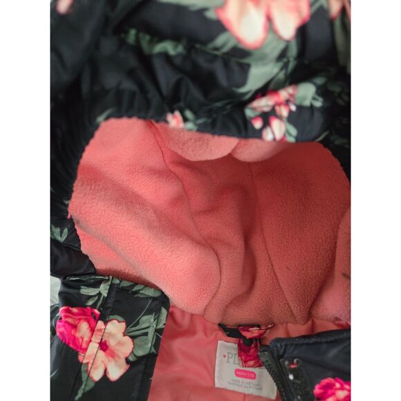 Children Place Girls Coat Floral 7/8 Hooded Winter Snow Warm - Picture 6 of 8